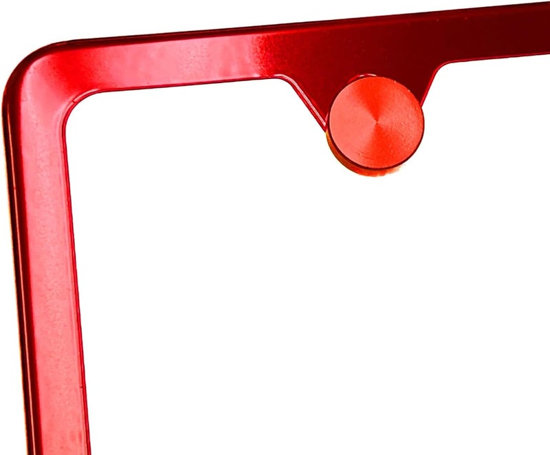 NAROWAN Color: Red - License Plate Screws - Stainless Steel, Set of 4 Fasteners - for Front or Rear License Plates, Frames or Covers on Car, Truck, SUVs - Rustproof, Self Tapping and M6 Screws Aluminum caps - Image 2